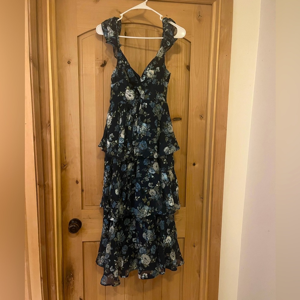 Altar'd State Floral Maxi Dress - Blue and White